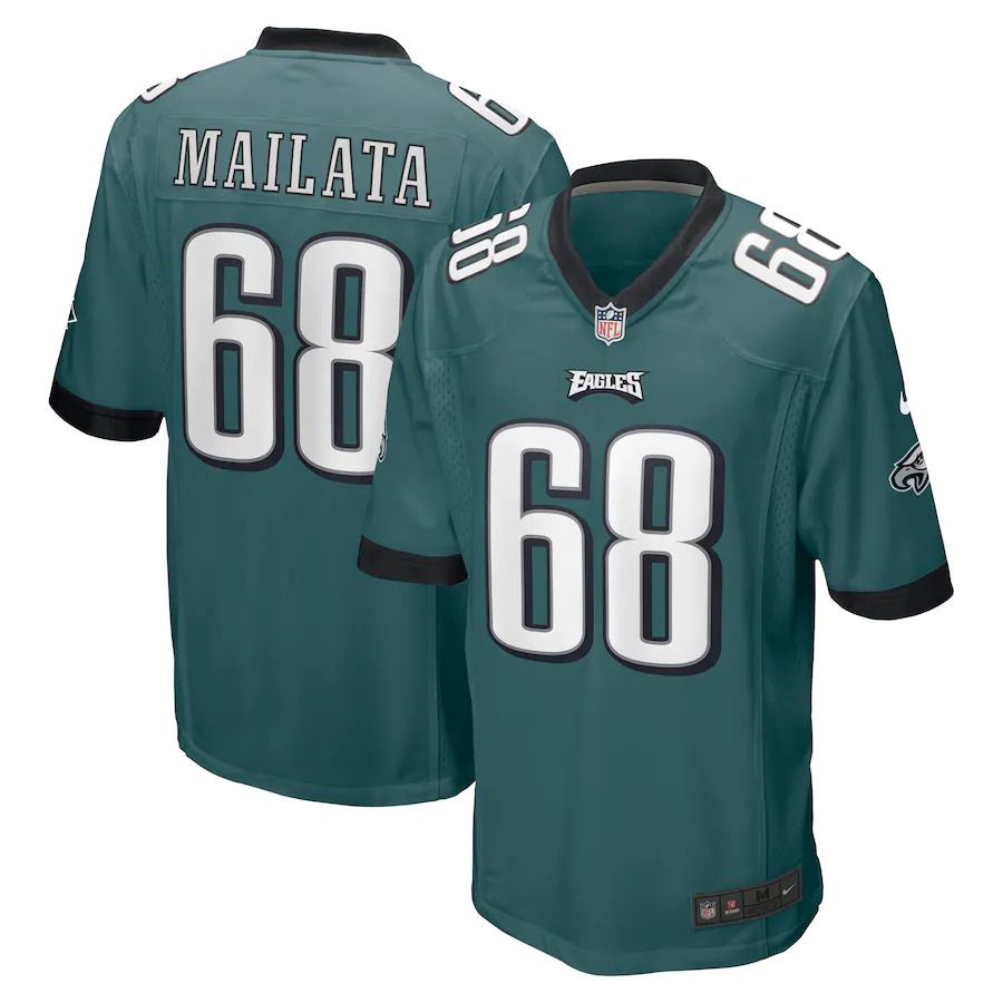 Men Philadelphia Eagles 68 Jordan Mailata Nike Midnight Green Game NFL Jersey